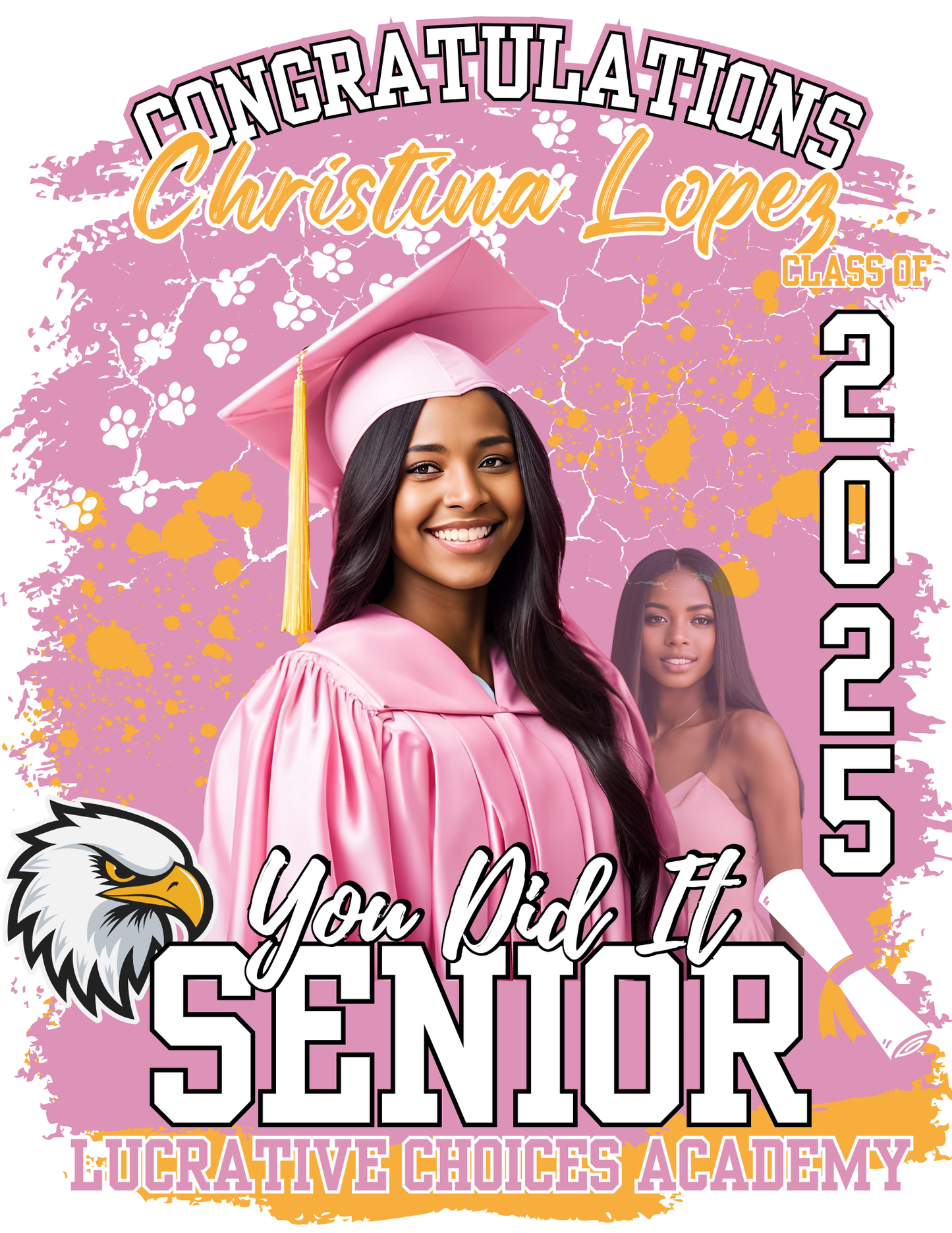 Pink Grad Tshirt Editable design