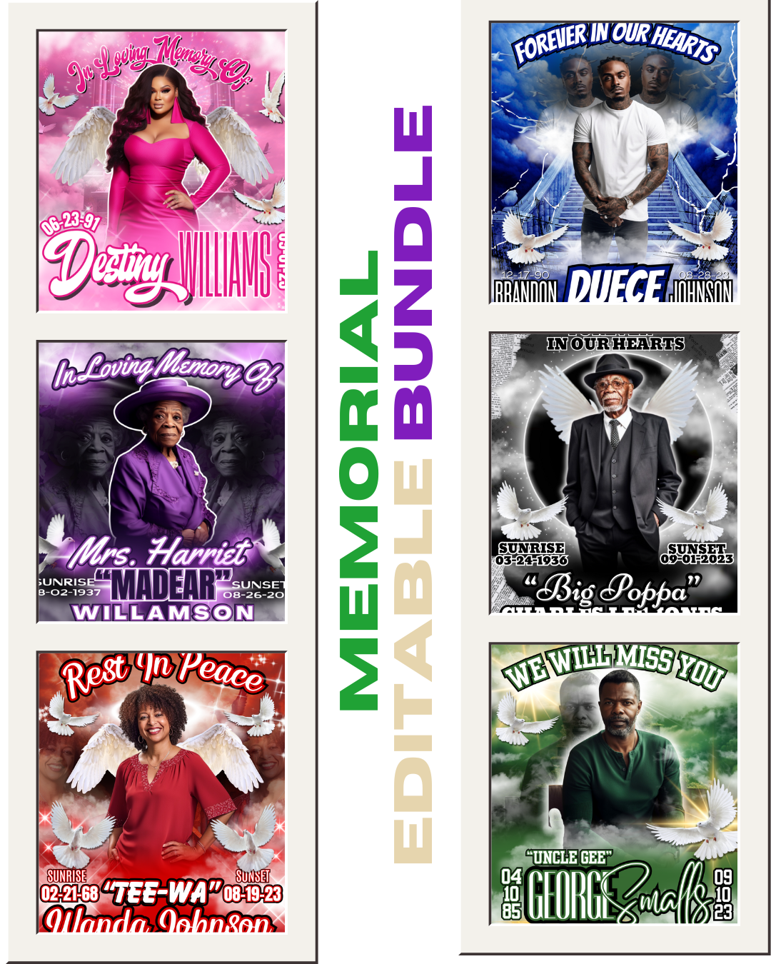 Memorial Editable Bundle in Canva