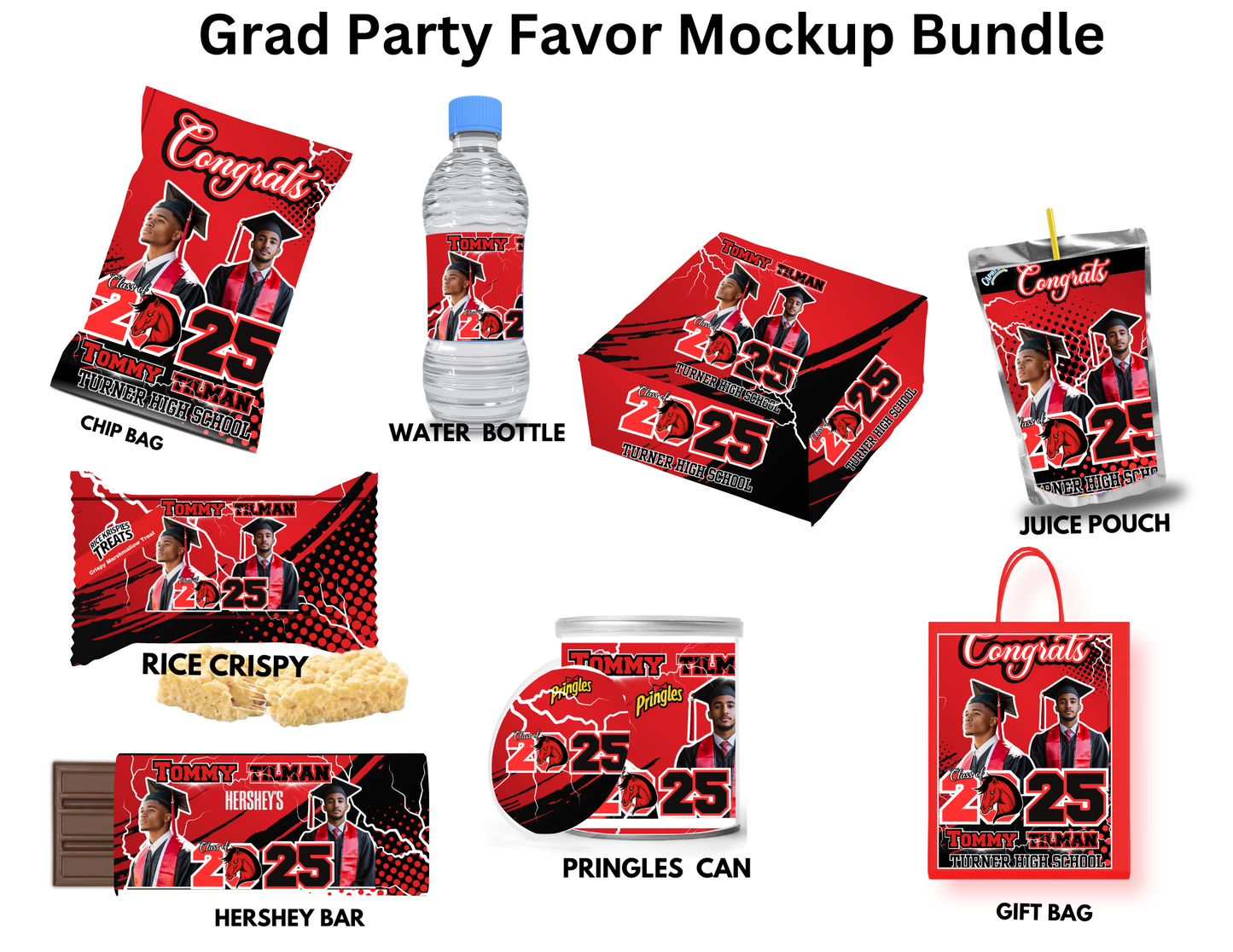Red Grad Party Favor Templates
