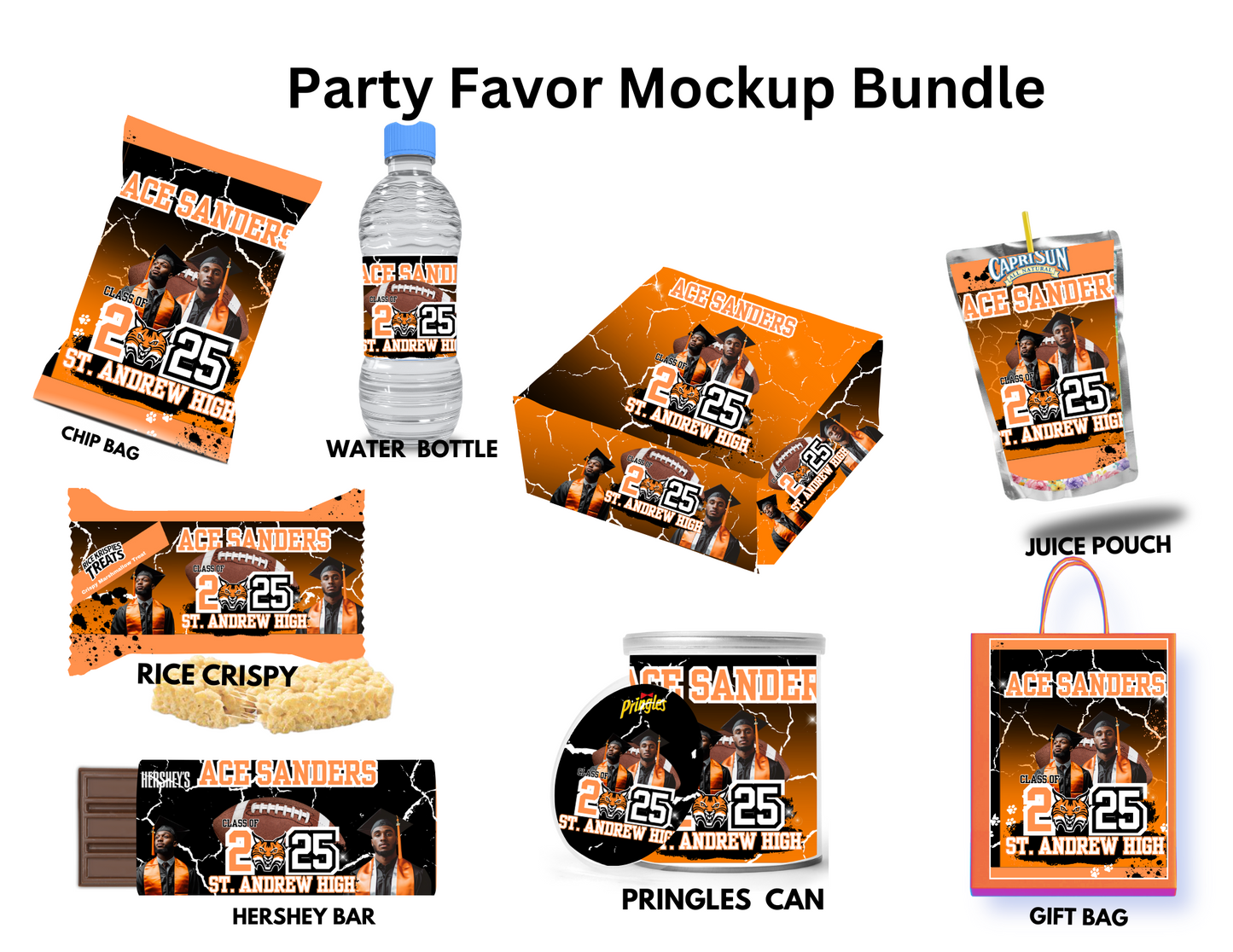 Orange Graduation Party Favor Templates