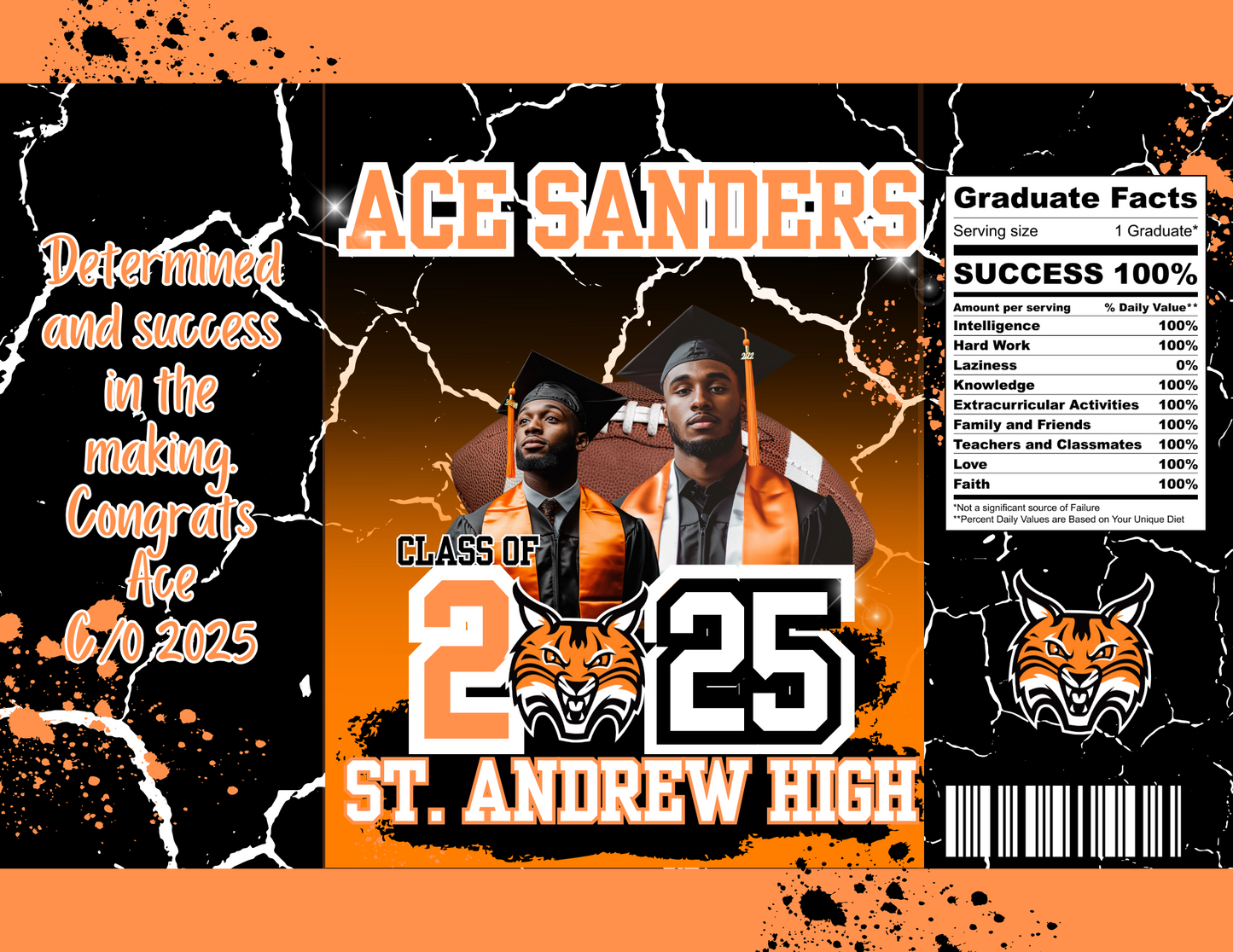Orange Graduation Party Favor Templates